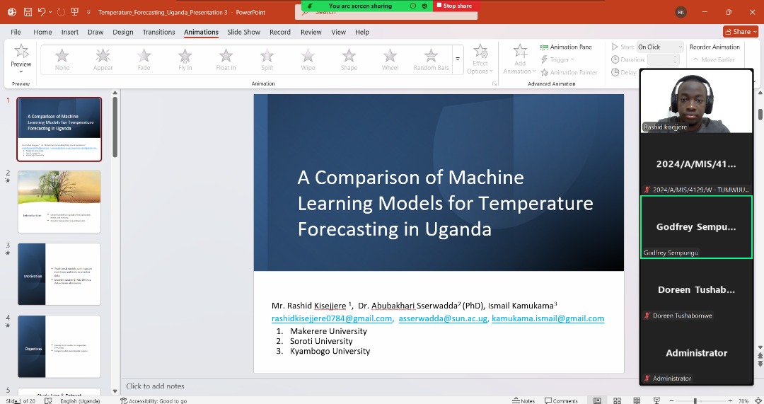 AI for mitigating climate change in Africa: DAIMARILAB member, Mr Rashid Kisejjere presenting at conference